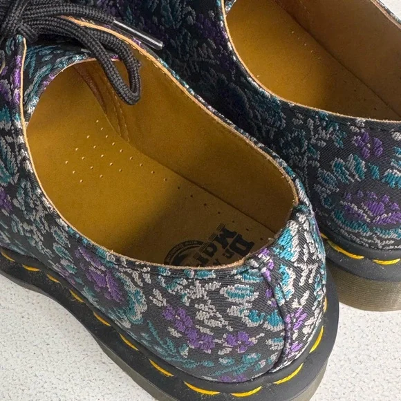 Dr. Martens 1461 Floral Jacquard Black Purple Mens Sz 7 or Women sz 9 NWOB - Picture 5 of 13